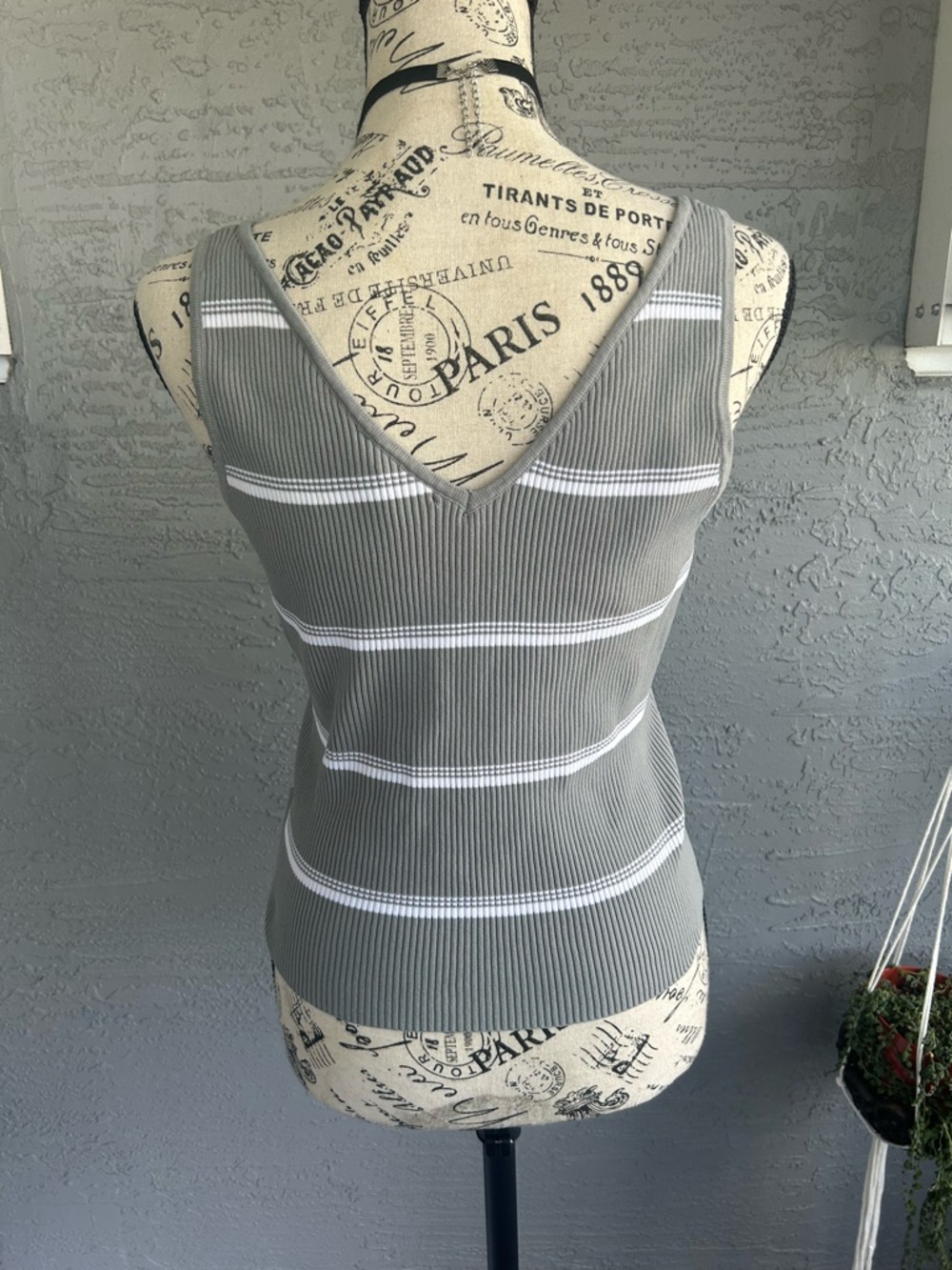 Sincerely Jules hippie minimalist grey & white Ribbed V-Neck Tank